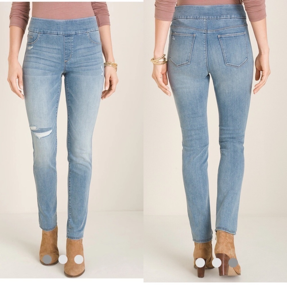 NEW CHICOS SZ 4 Destructed Pull-On Jeggings